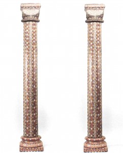Moorish teak and inlaid columns