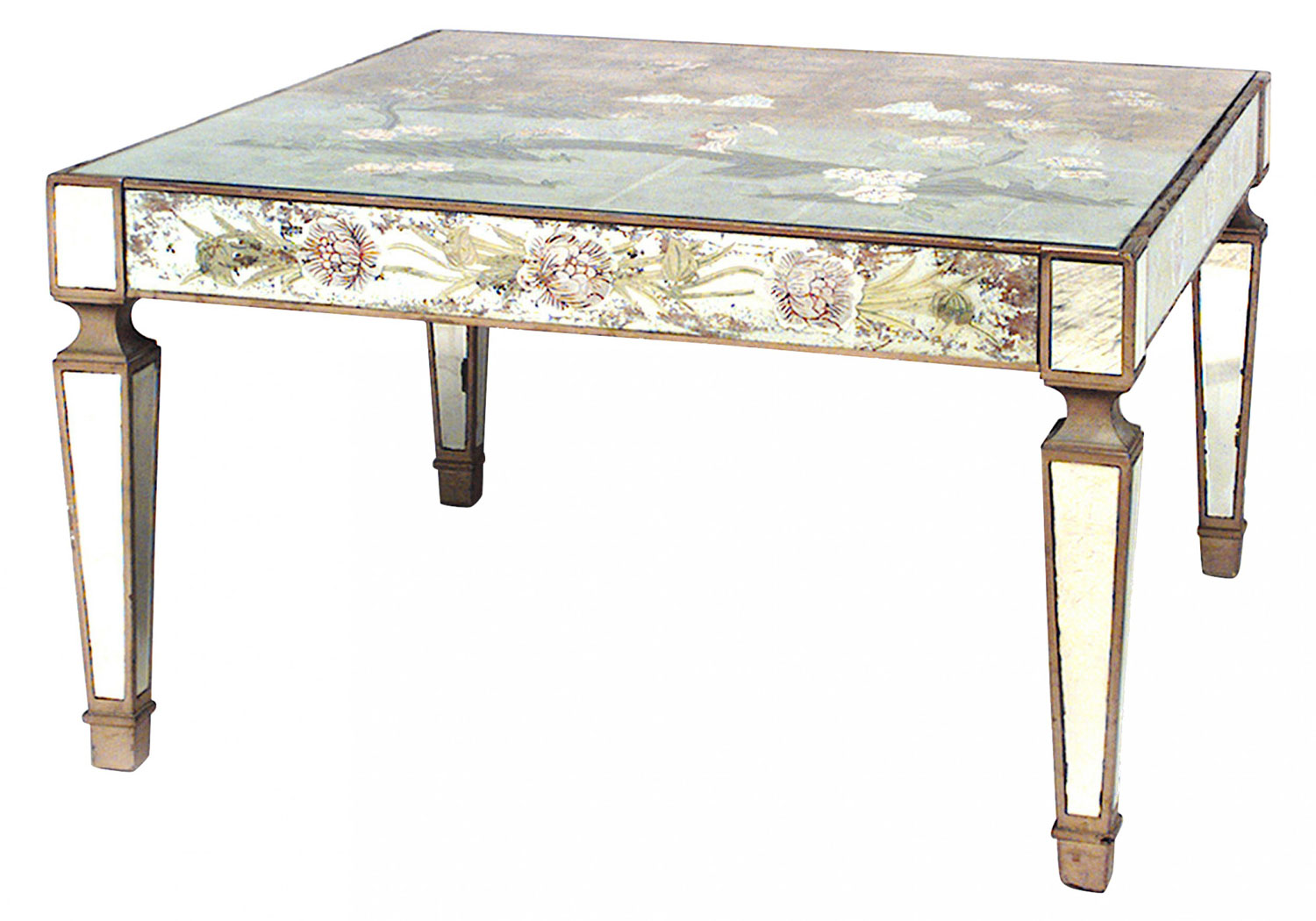 Italian chinoiserie mirrored coffee table