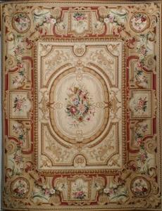 French aubusson beige needlepoint rug