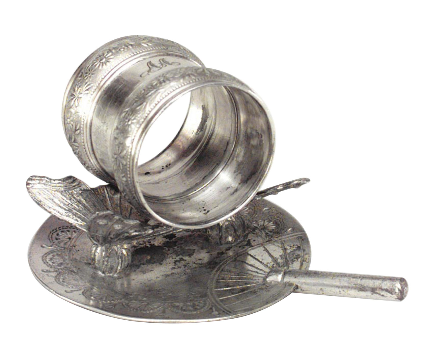 English victorian silver plate napkin holder