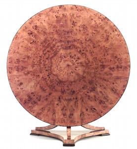 Austrian biedermeier burl maple sunburst dining table
