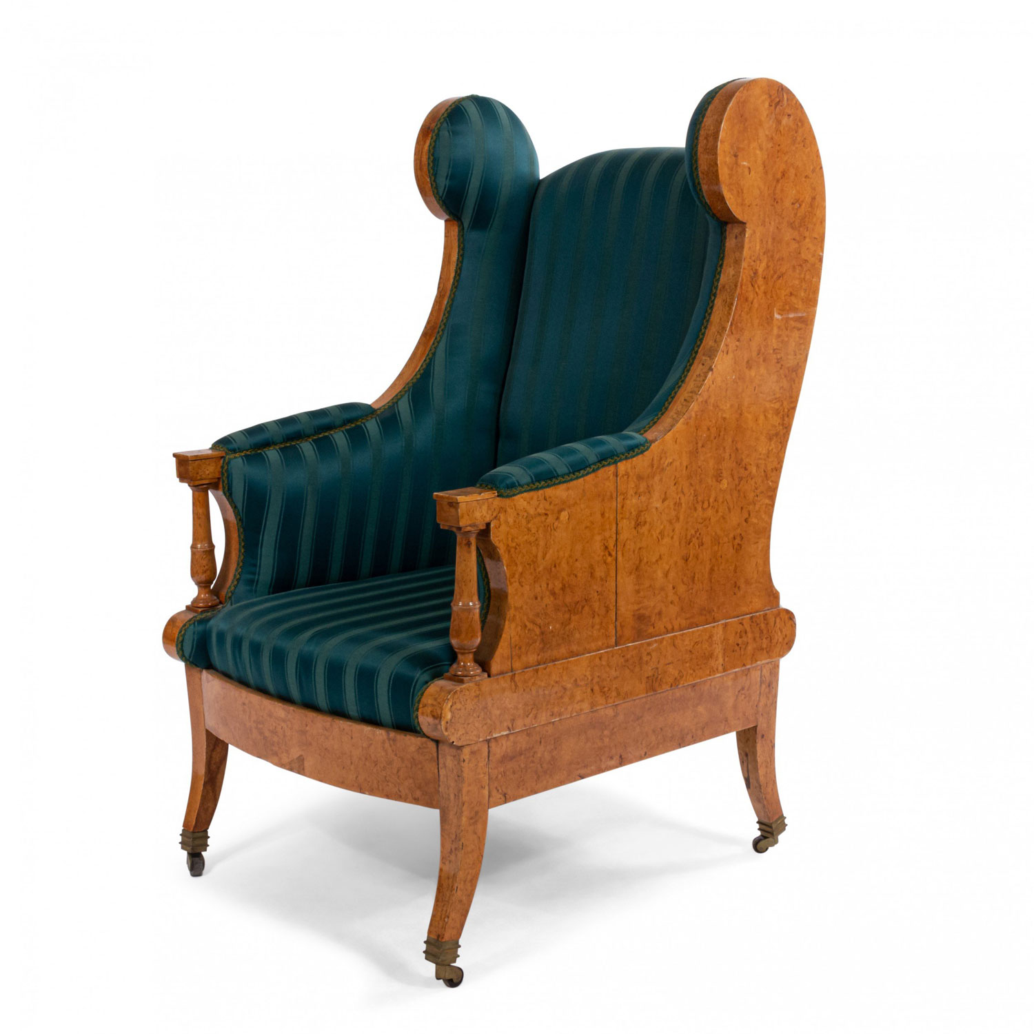 Russian neoclassic silk winged arm chair