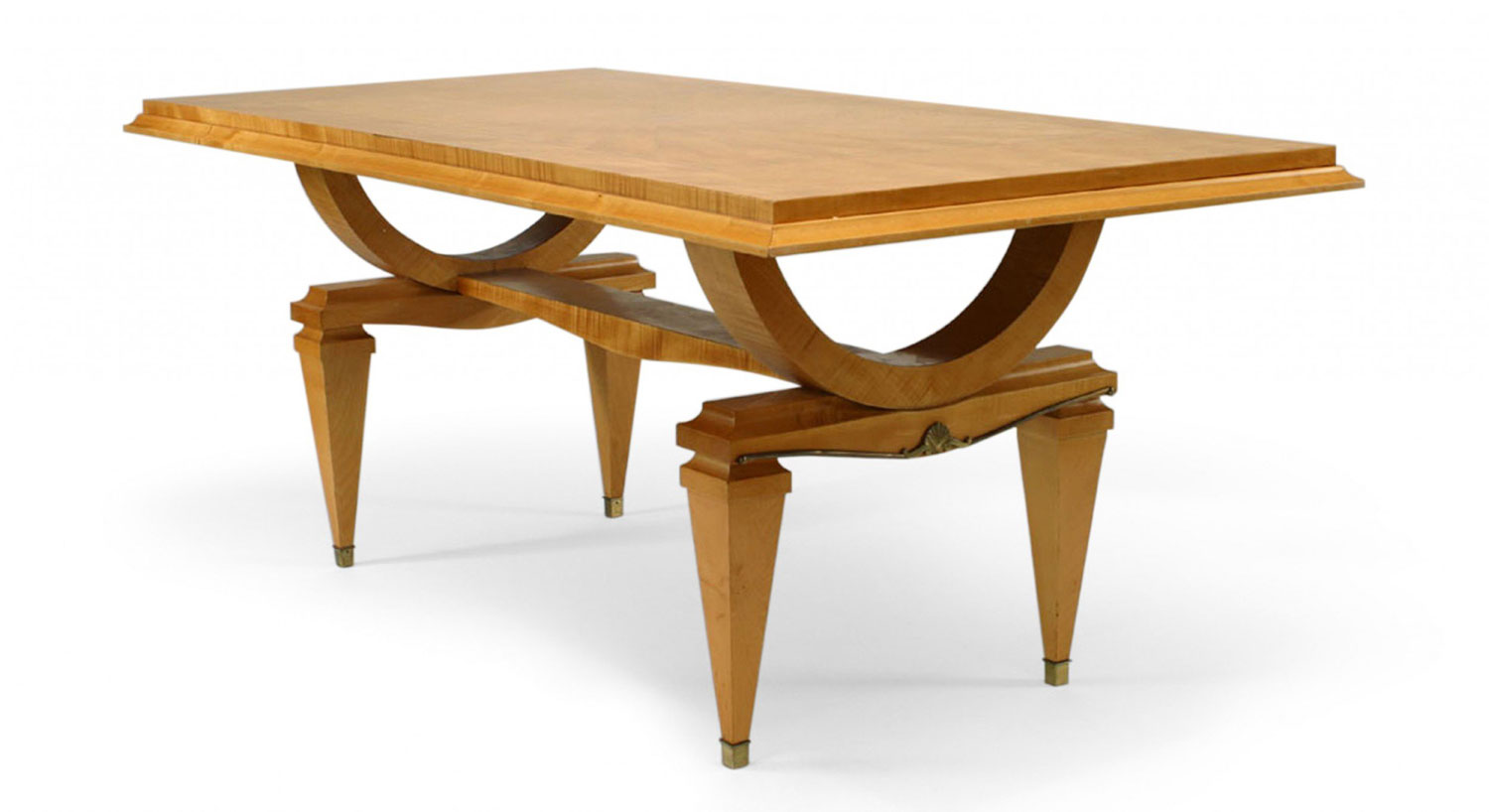 French Mid Century ormolu mounted sycamore dining table 1