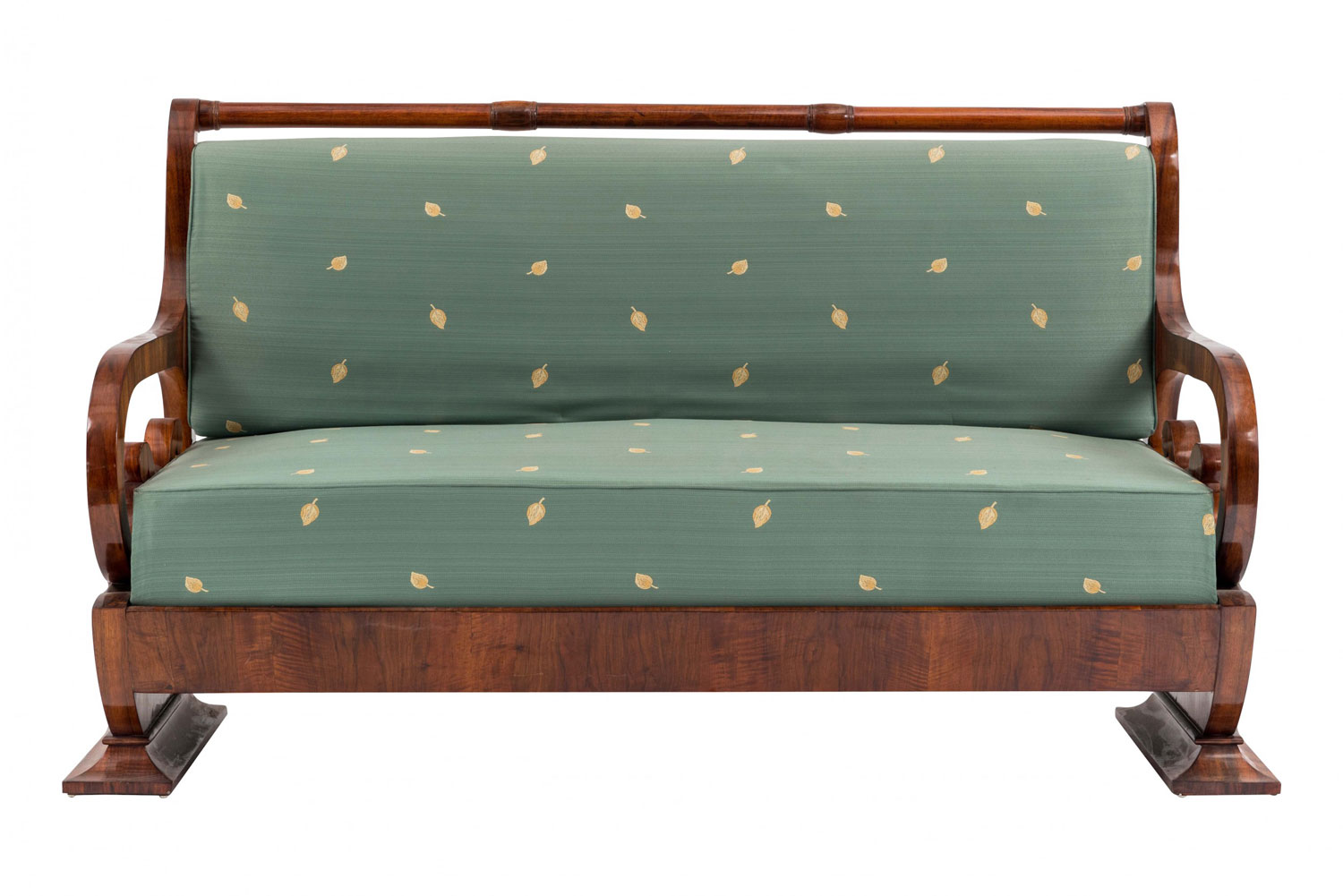 Austrian biedermeier walnut green settee