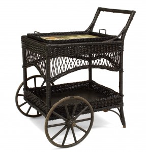 American victorian wicker bar cart