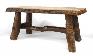 Rustic american adirondack walnut dining table
