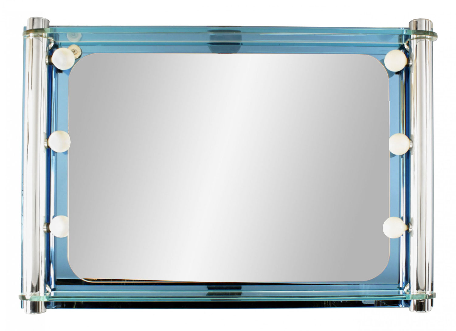 Italian mid century blue glass arte wall mirror
