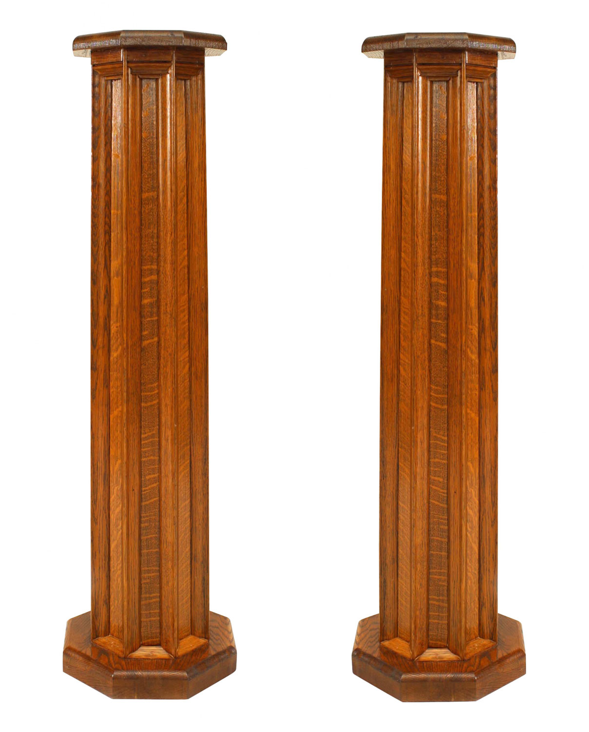Pair english gothic revival oak pedestals