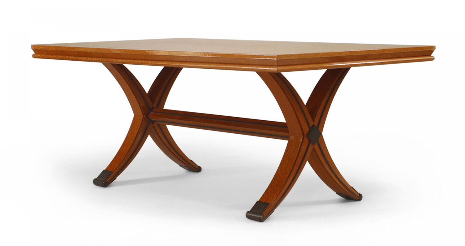French Mid Century art moderne lacewood dining table
