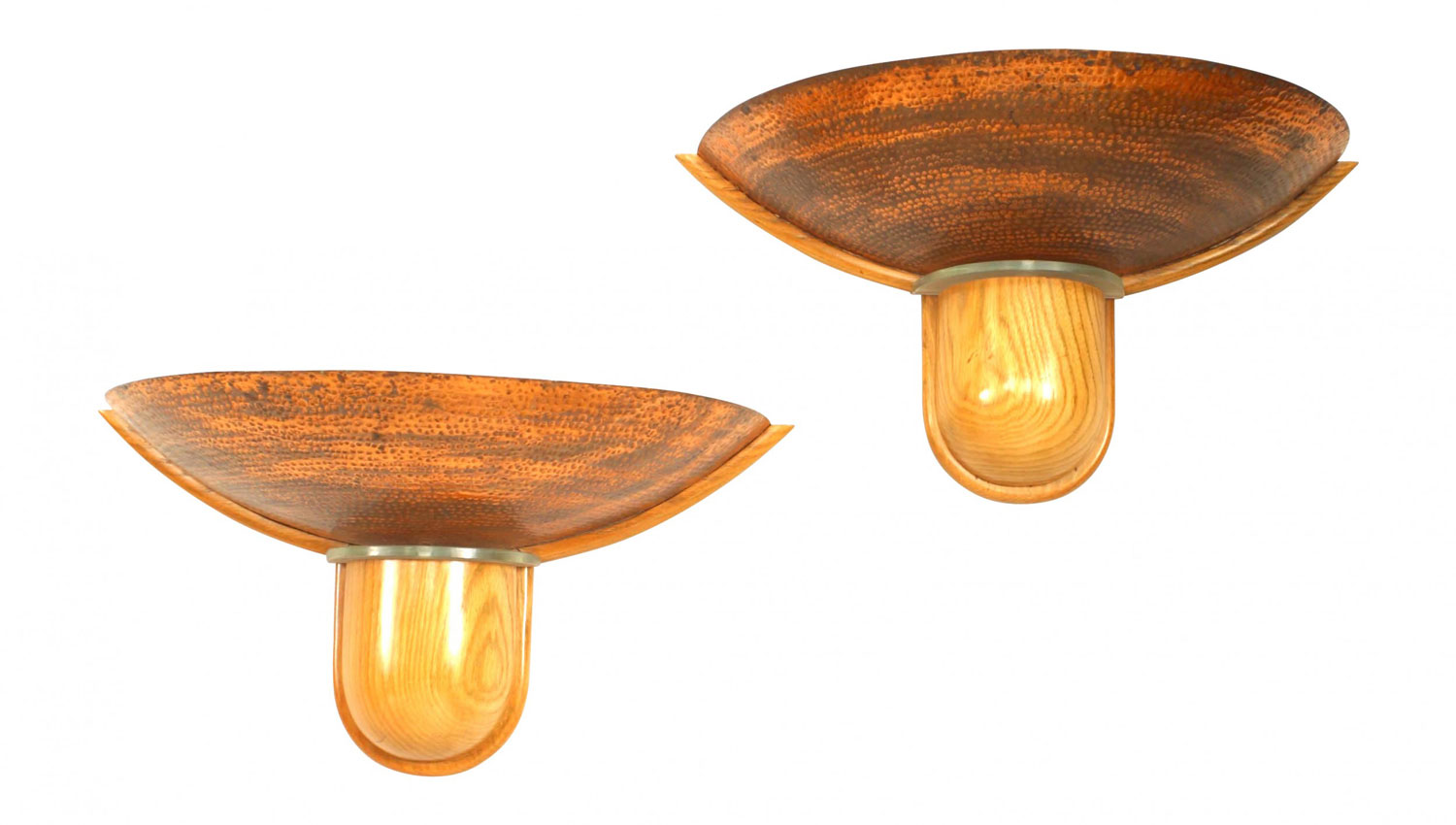 French mid century copper and ash wall sconces