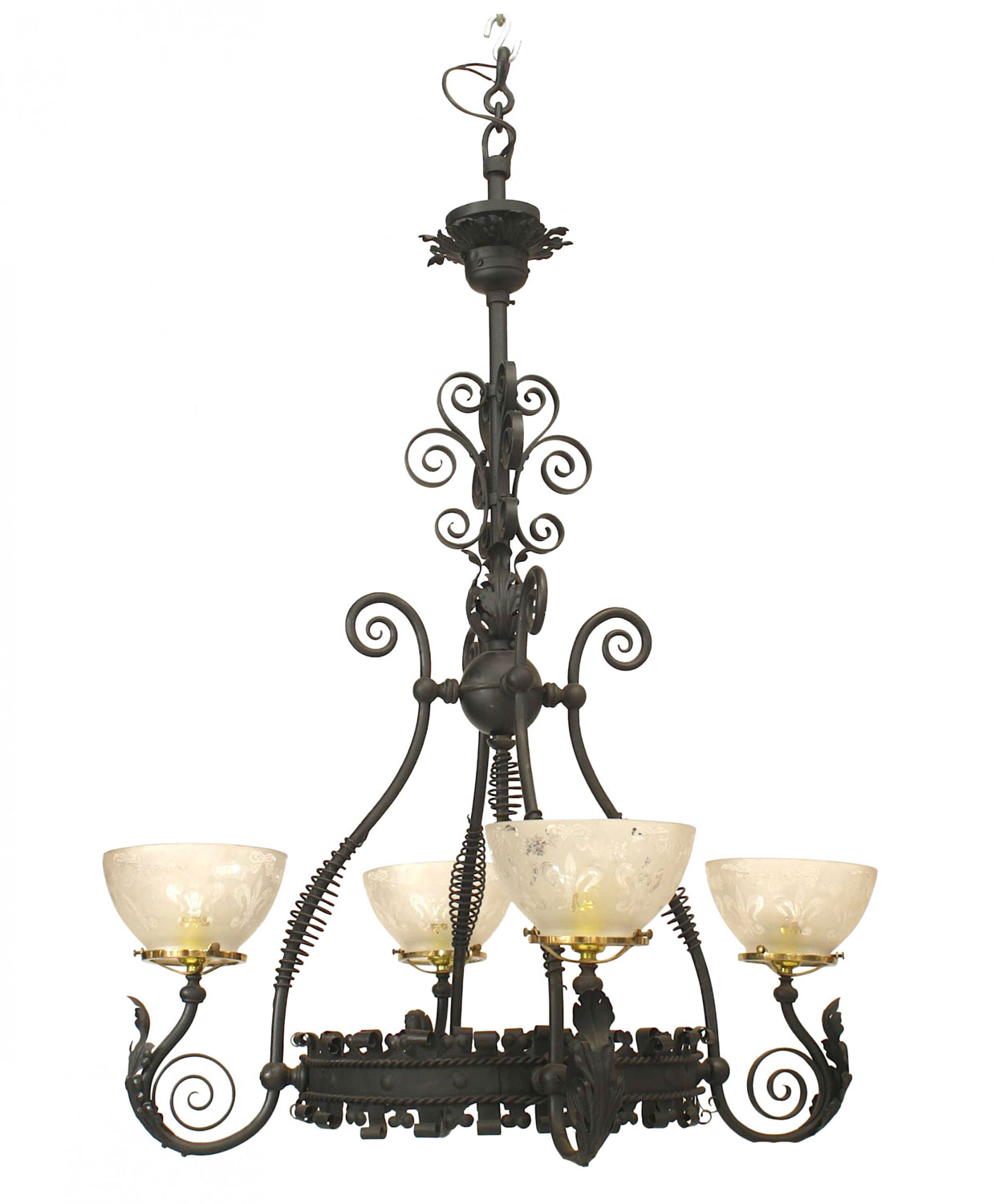 American victorian wrought iron scroll chandelier 1
