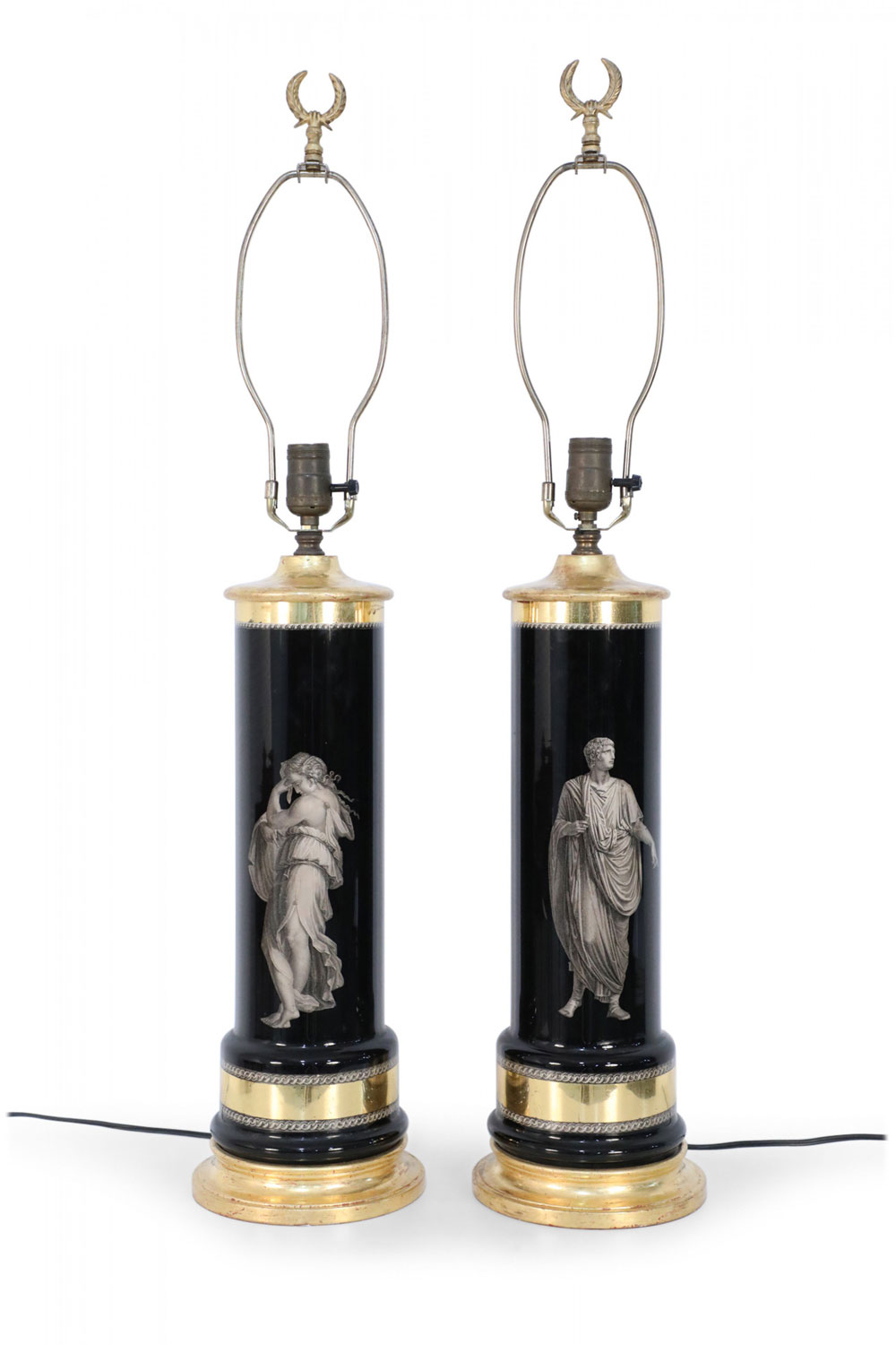 Italian mid century eglomise glass table lamps 1