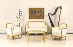 French art deco white star living room set