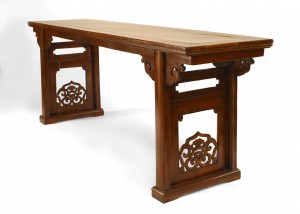 Chinese elmwood filigree console table