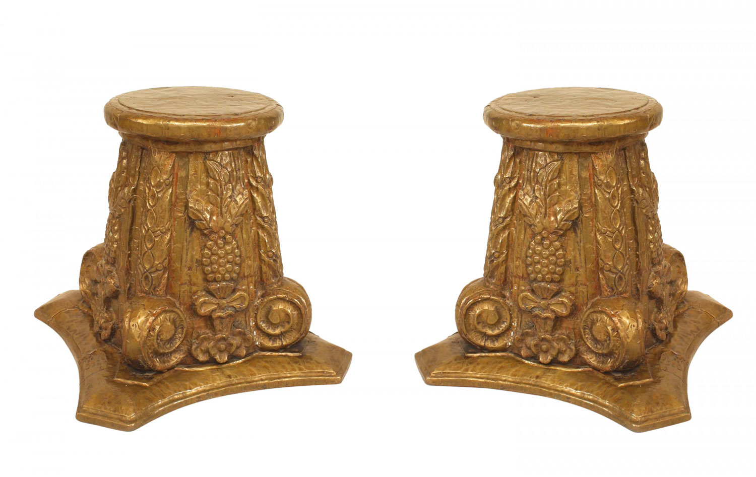 French art deco corinthian column taboret