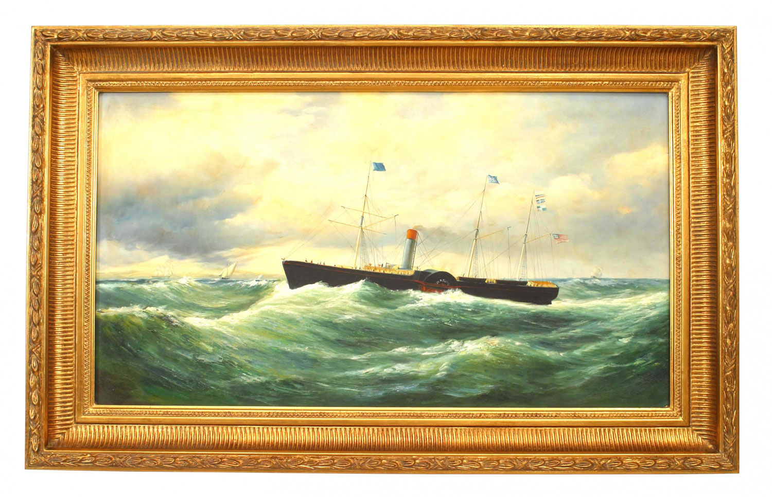 American victorian paddleboat painting