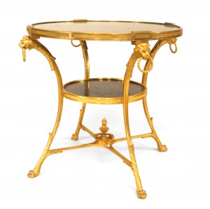 French empire Style bronze lion end tables
