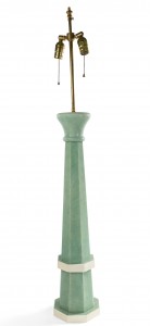 French art deco green shagreen table lamp