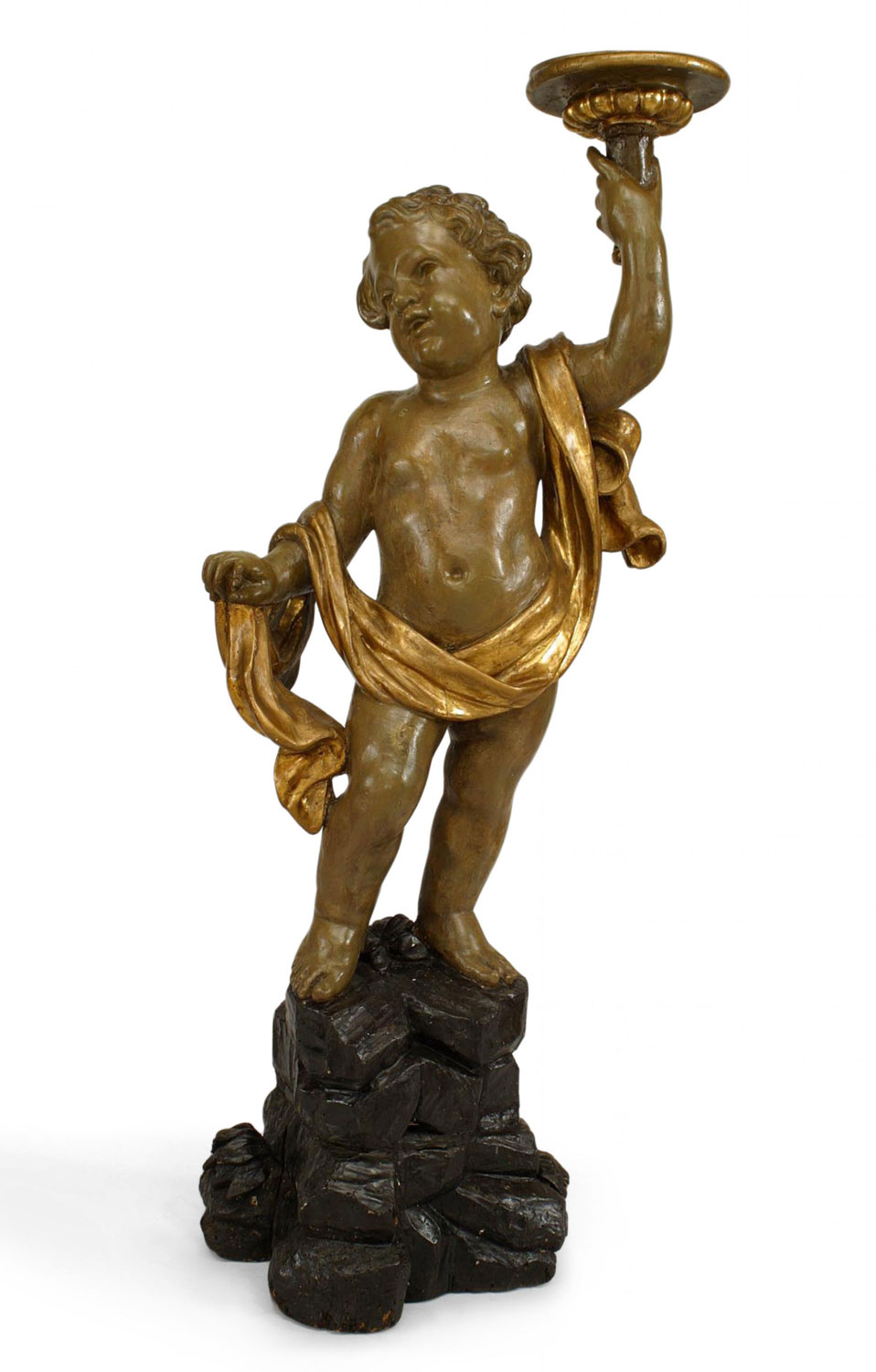 Italian rococo green cupid figure