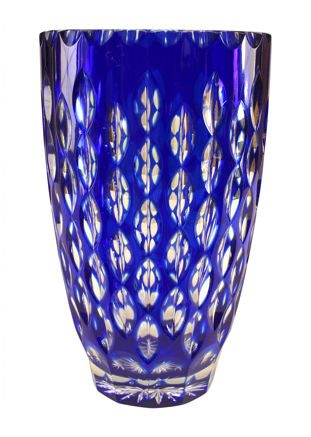 Czech art deco clear and blue glass vase 1