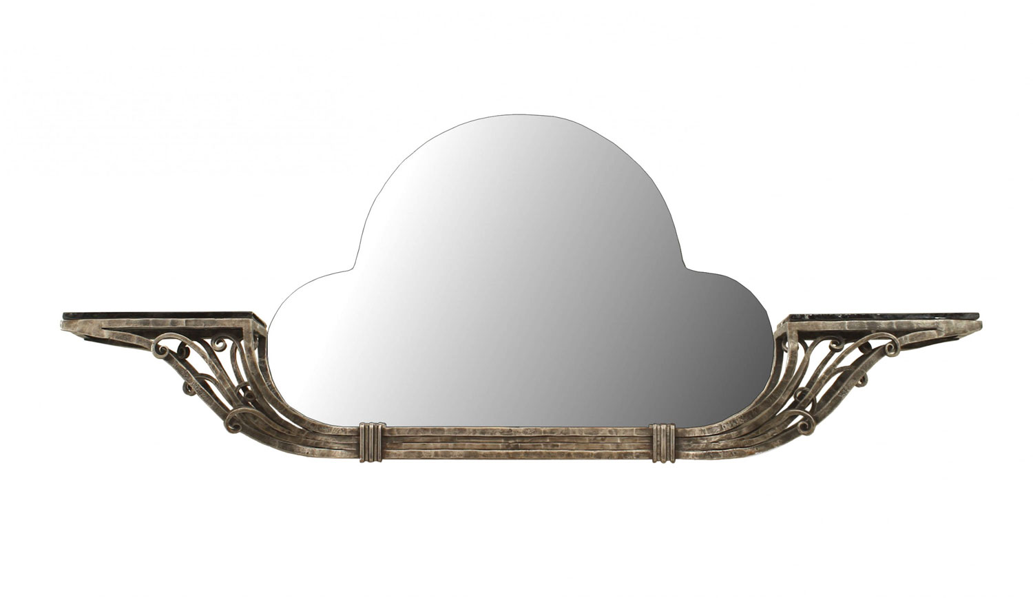 French art deco style wrought iron wall mirror 1