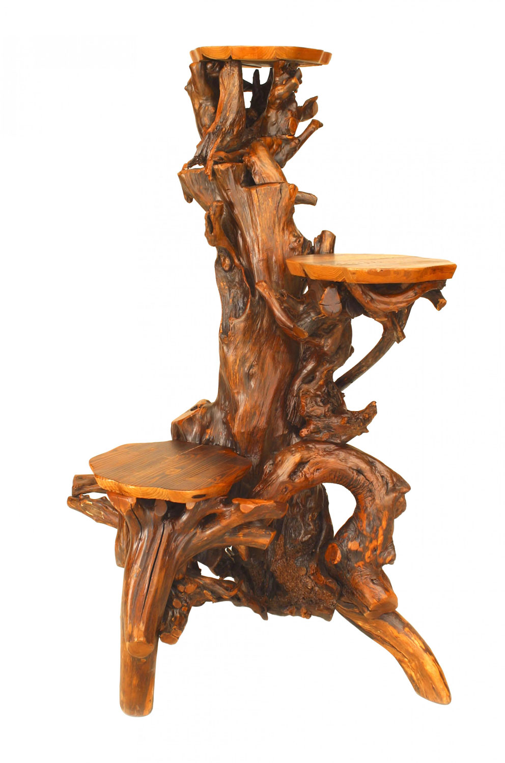 Rustic adirondack root pedestals