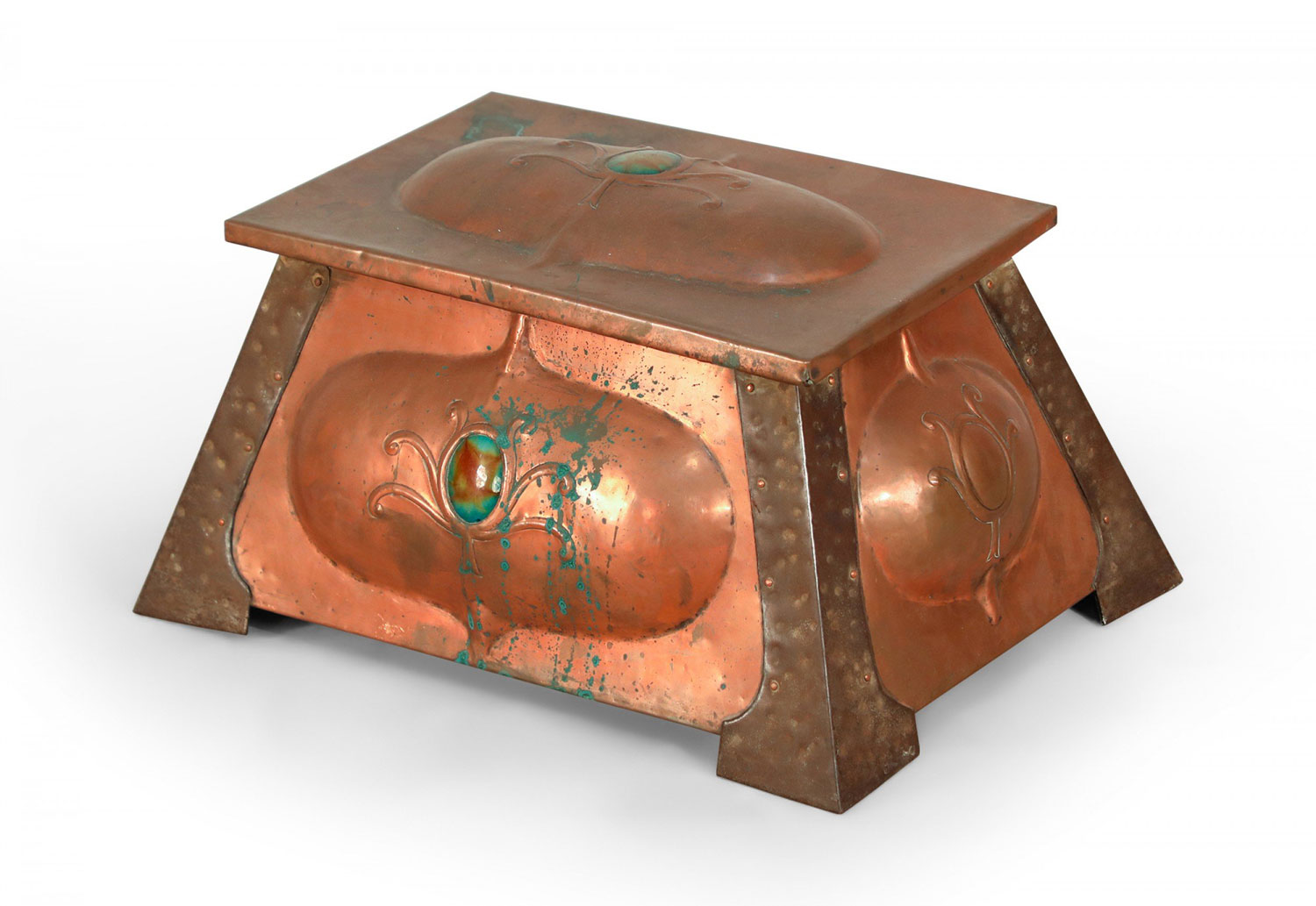 English arts crafts copper and enamel box