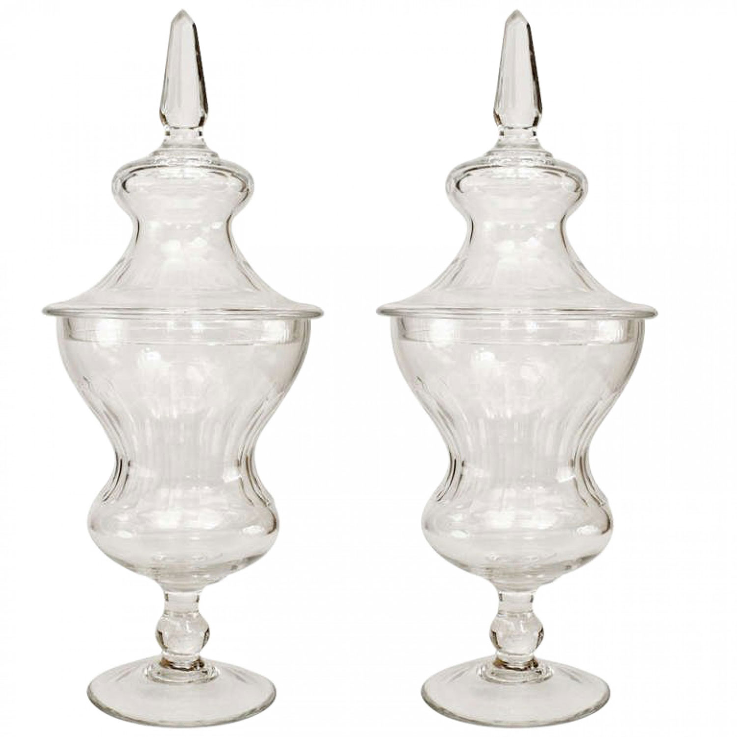 Pair of english victorian crystal urns