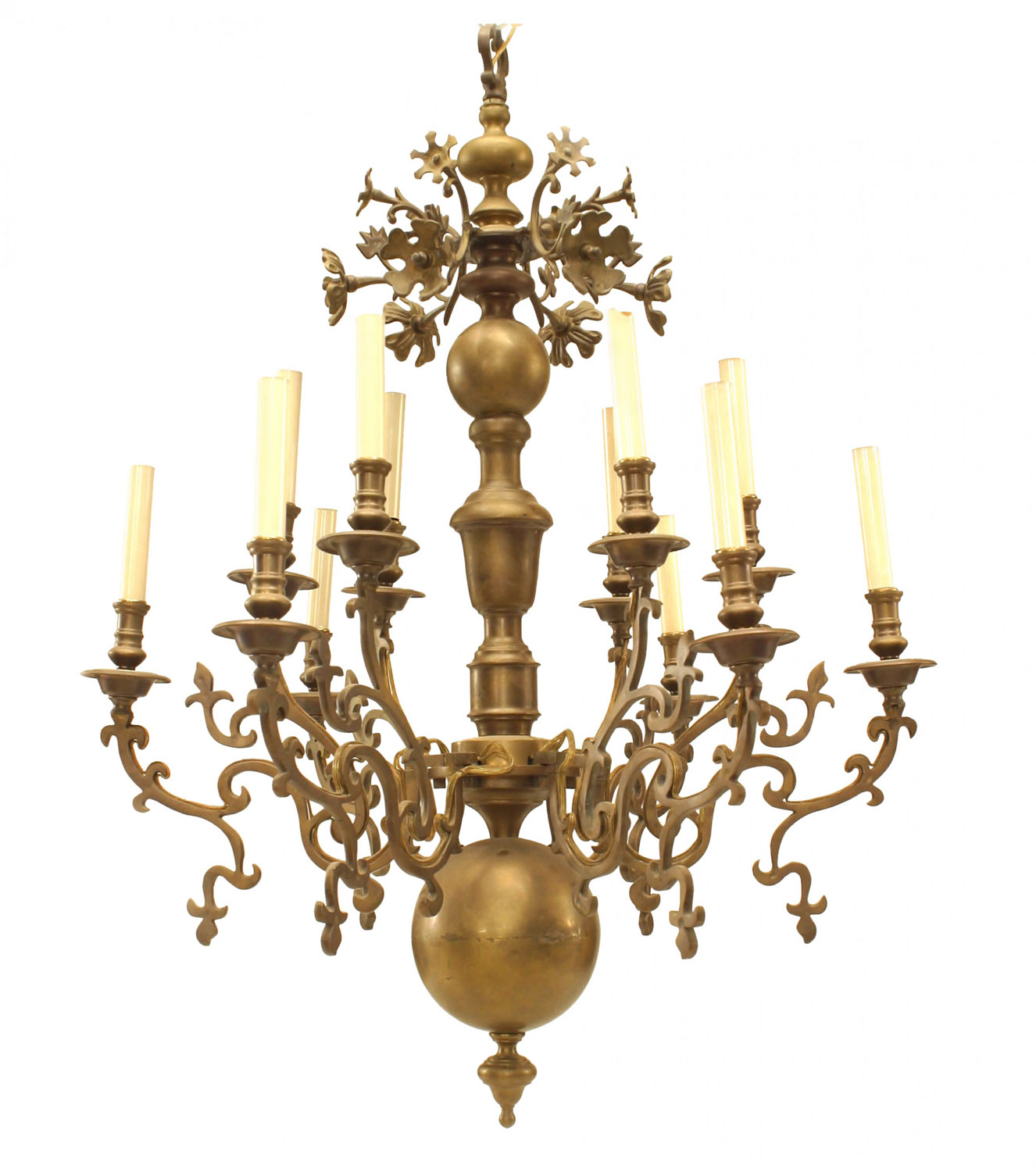 Continental dutch brass floral chandelier