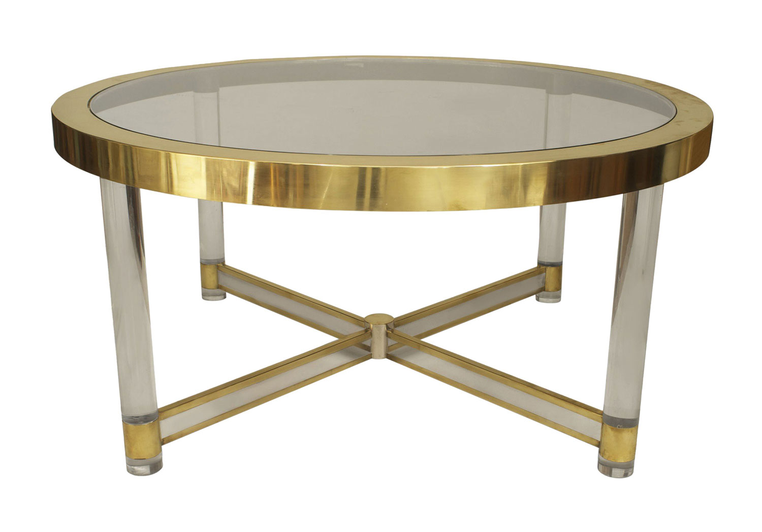 French mid century glass and brass dining table 1
