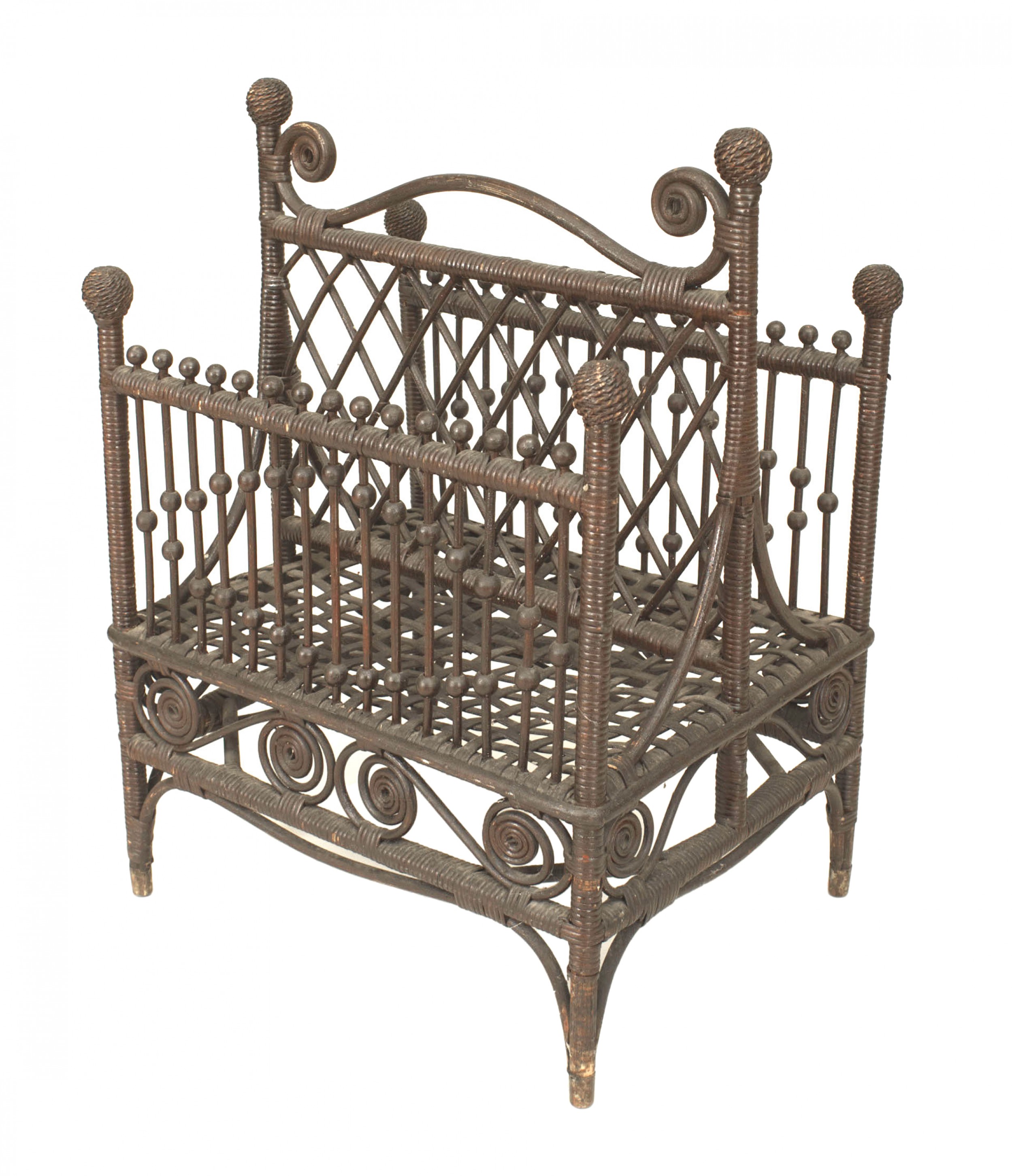 American victorian wicker magazine rack