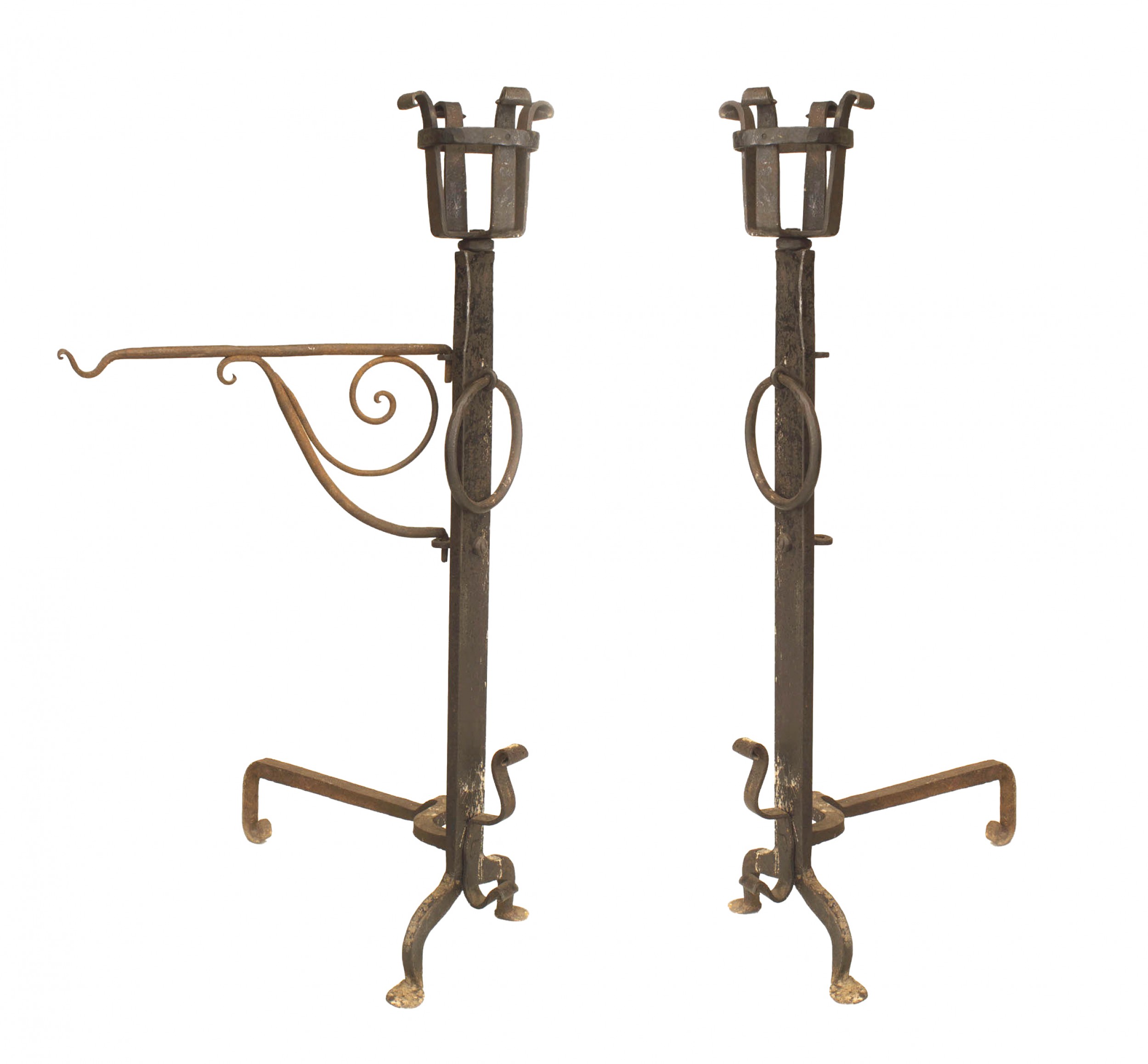 American mission monumental wrought iron andirons 1