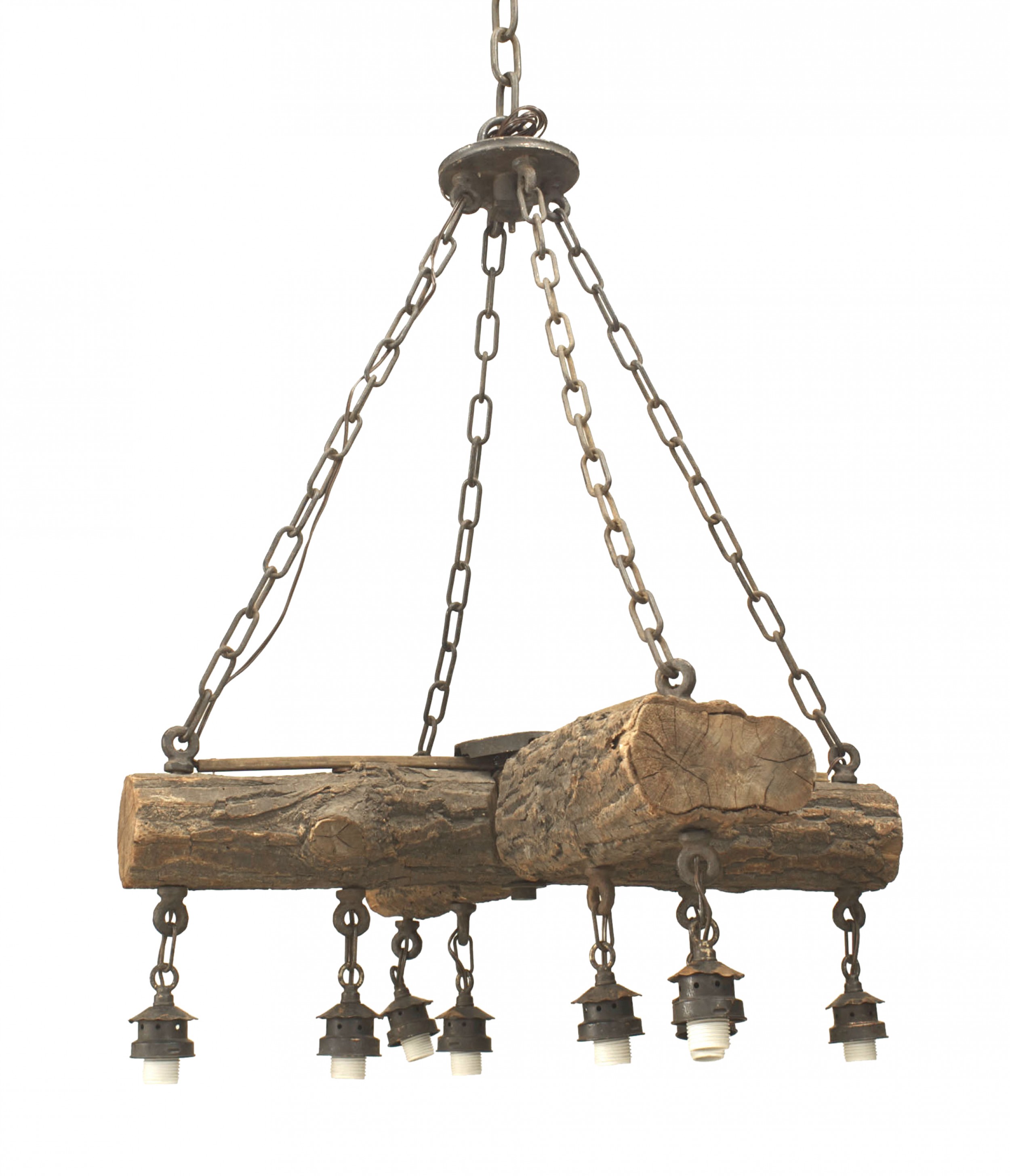 Rustic adirondack style log chandelier