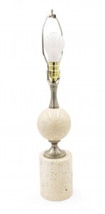 French barbier travertine table lamp 1