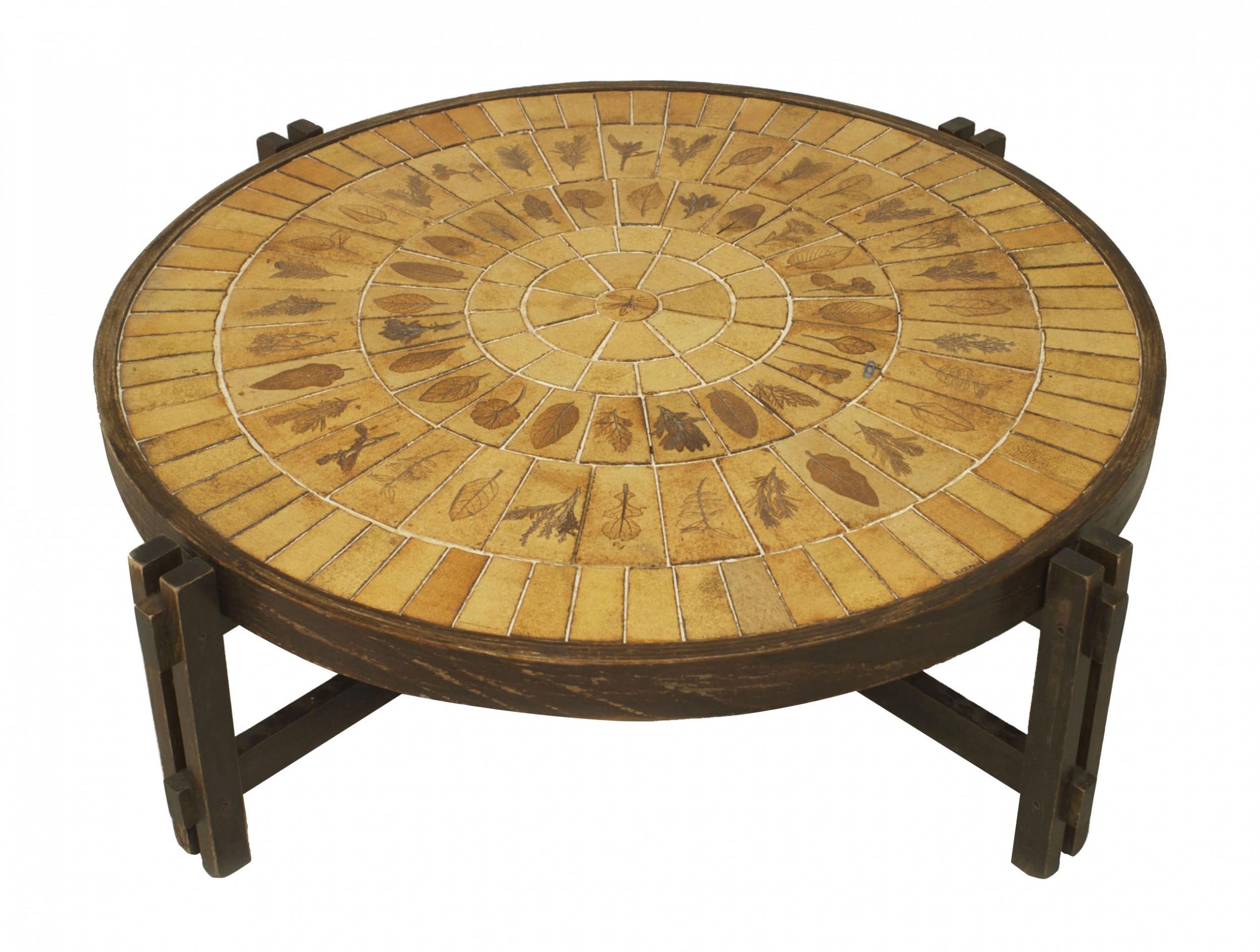 French ceramic sunburst coffee table 1