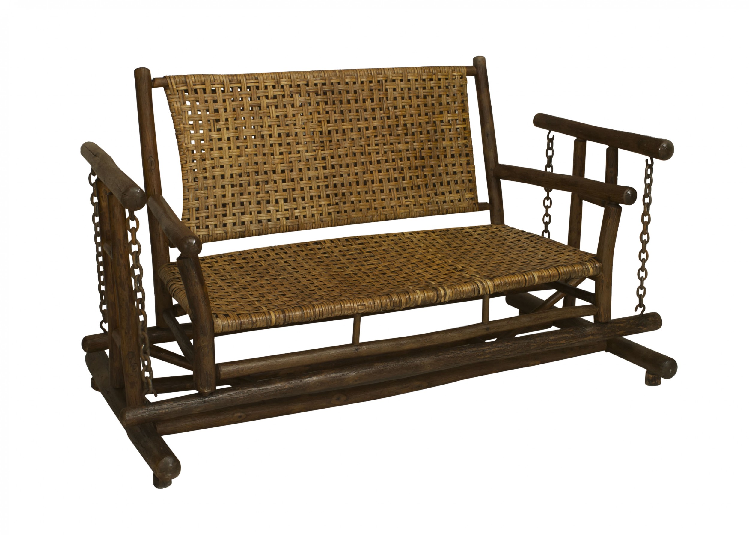 American rustic old hickory glider loveseat