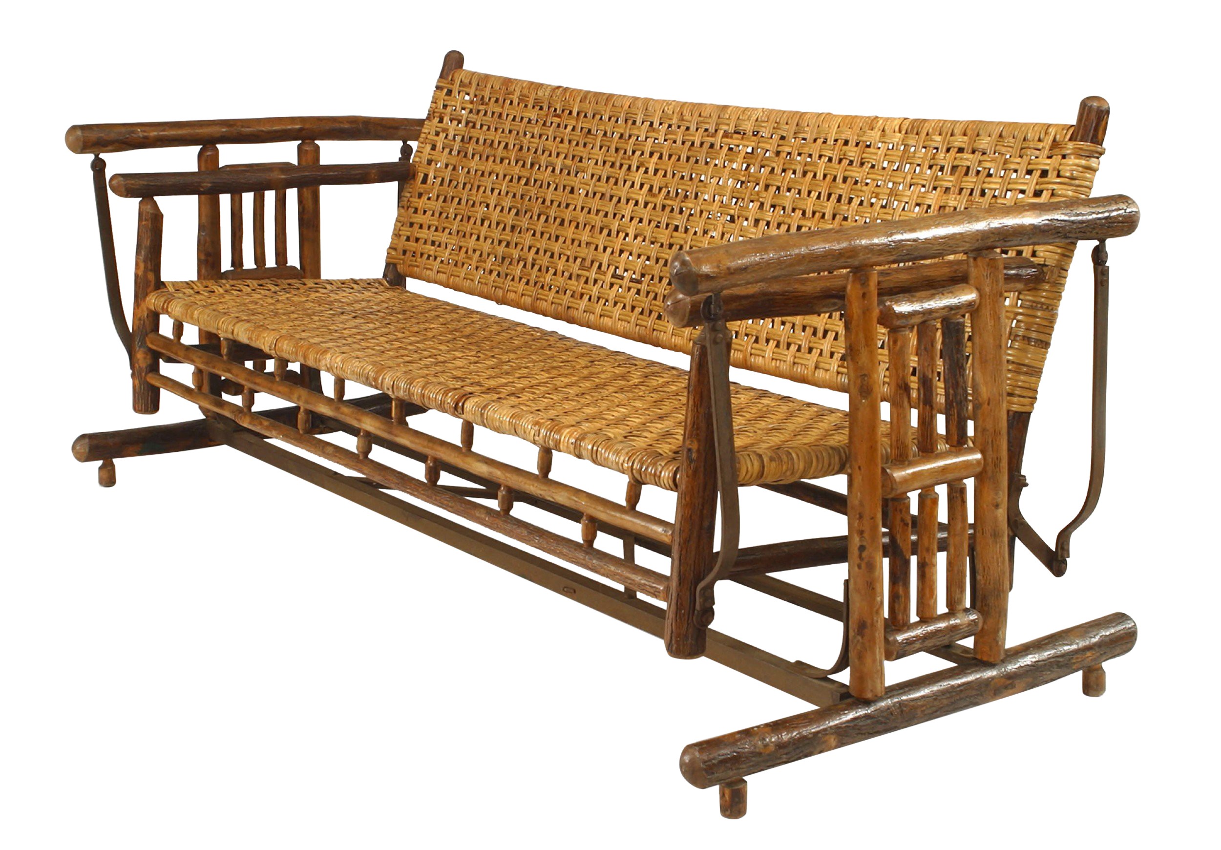 American rustic old hickory porch glider