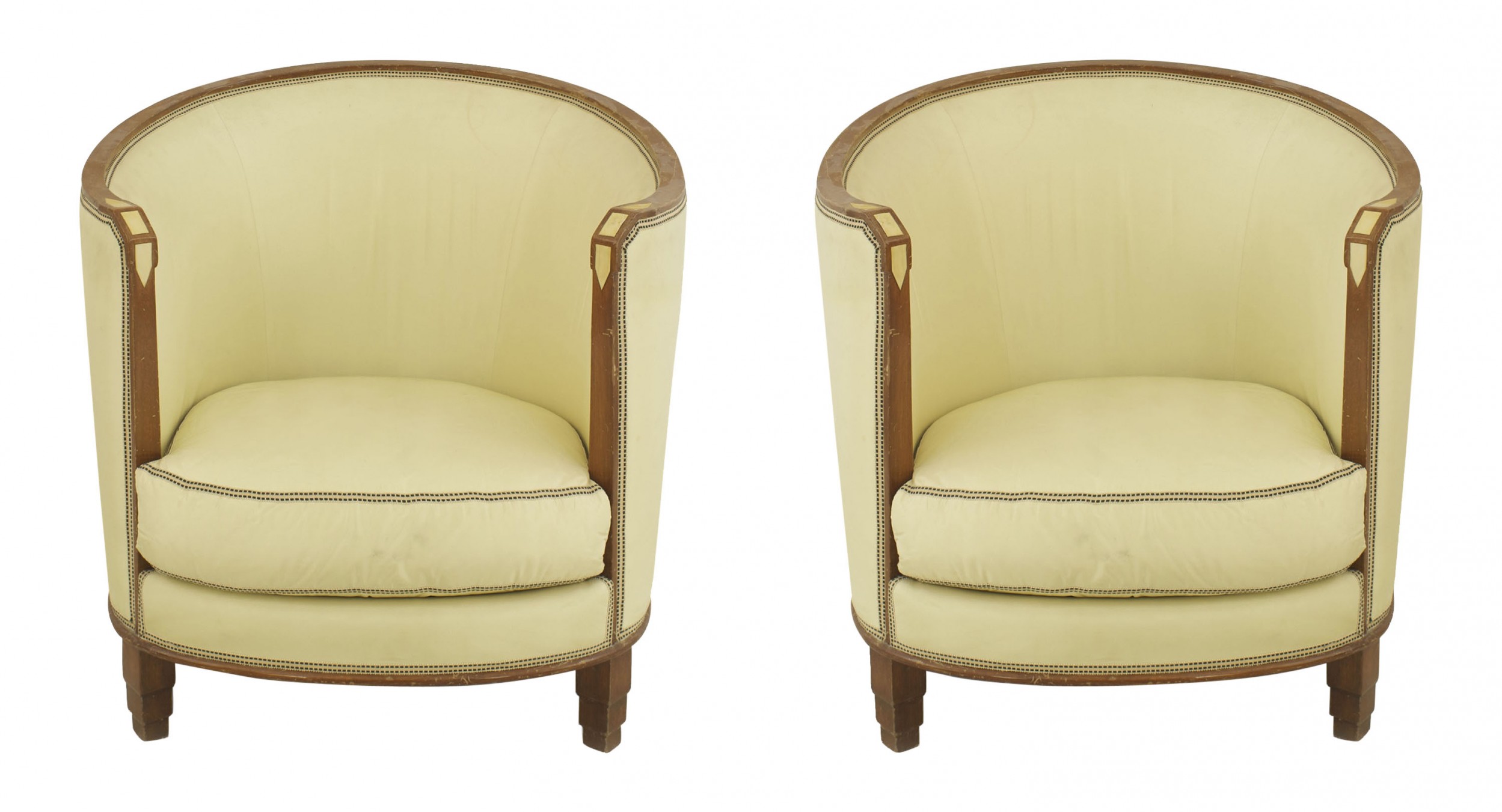 French art deco walnut arm chairs 1
