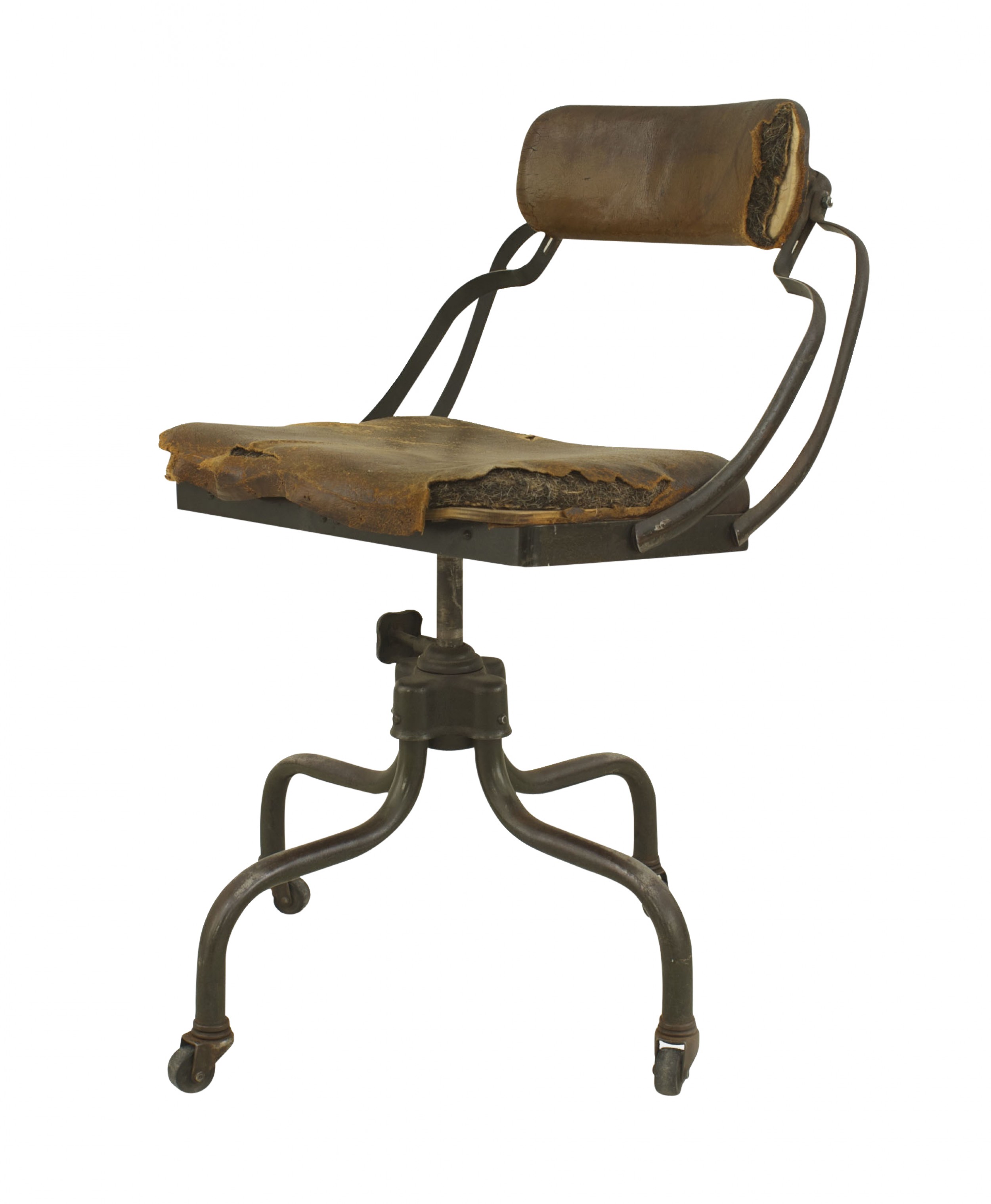 American metal brown leather swivel chair