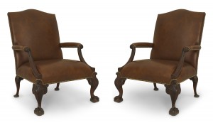 English chippendale arm library chairs 1