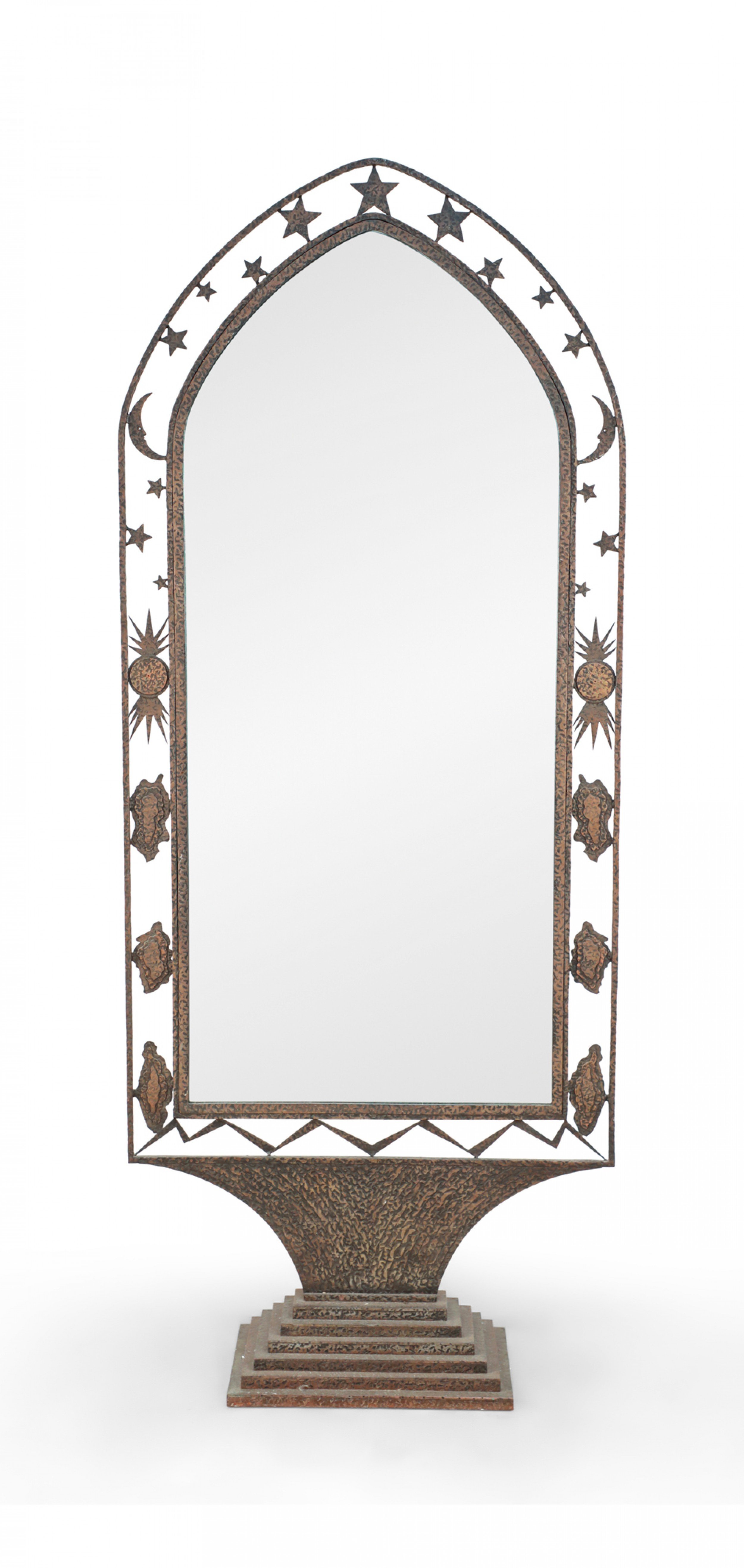 Art deco wrought iron cheval mirror 1