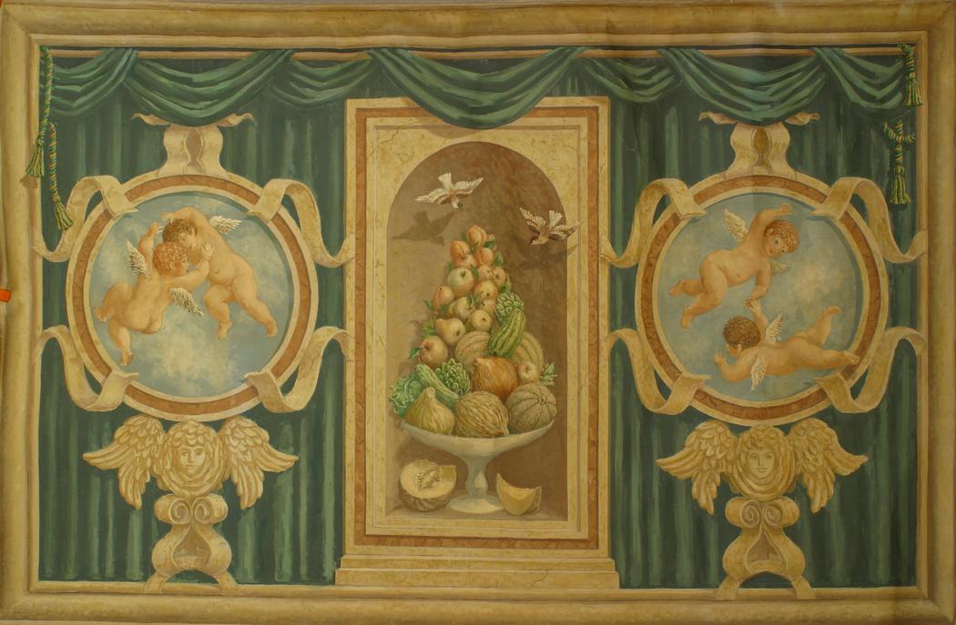 Italian neo classic mural of cupids