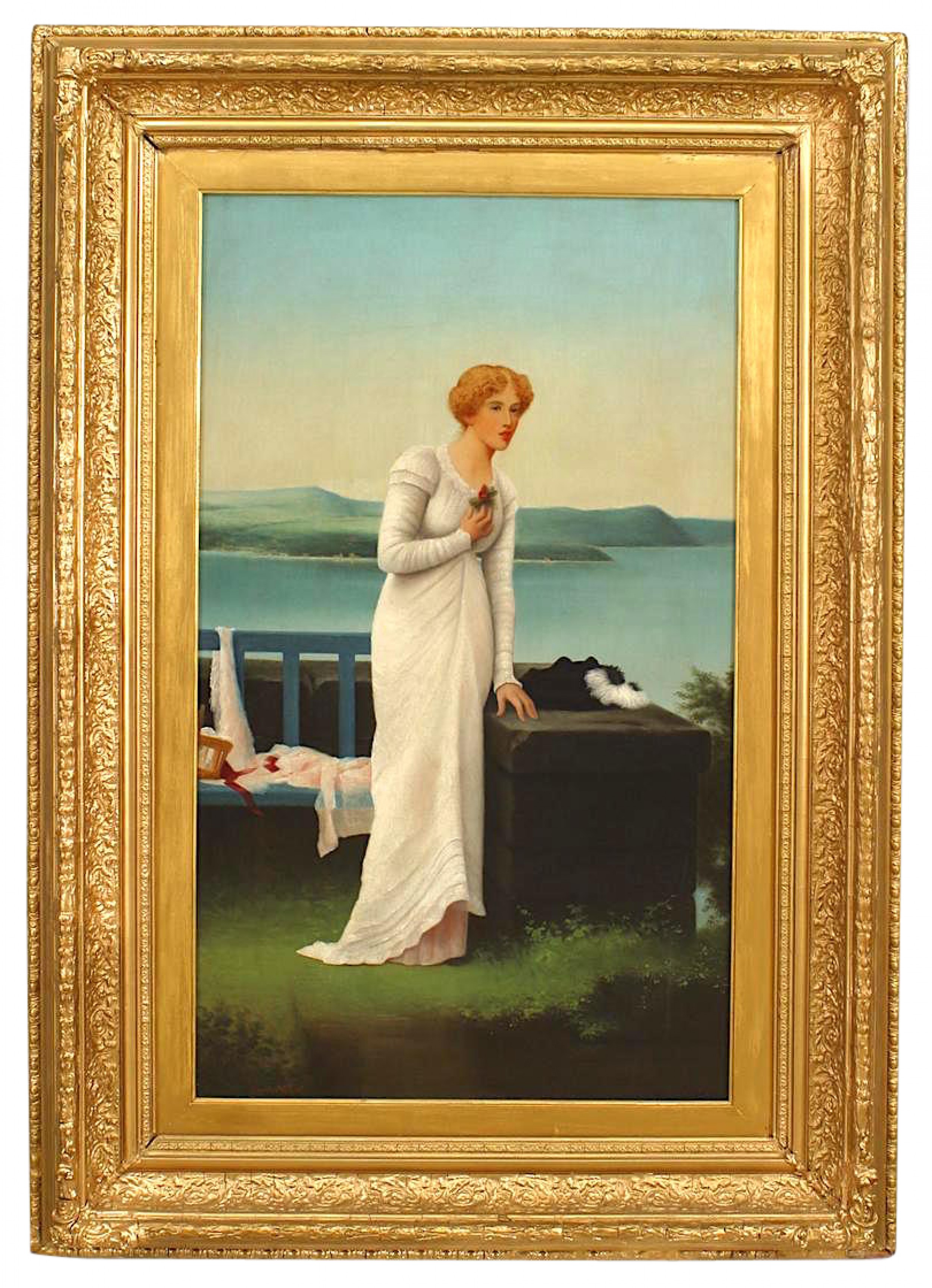 American victorian lady in white portrait 1