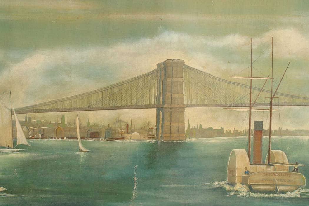 American mural of new york city harbor