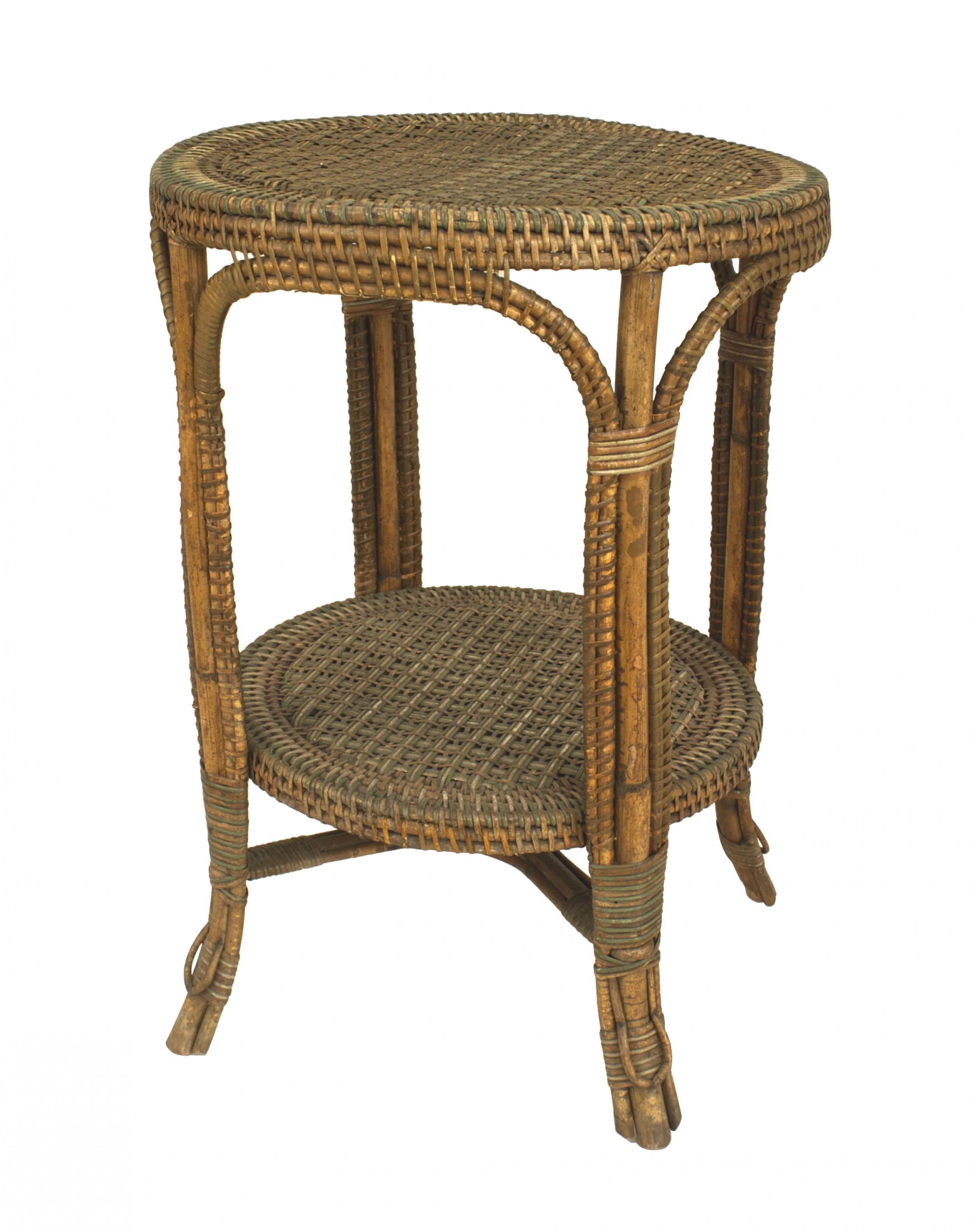 French victorian natural wicker center table