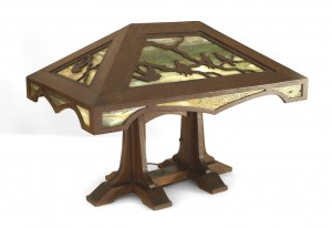 Rustic american mission slag glass table lamp