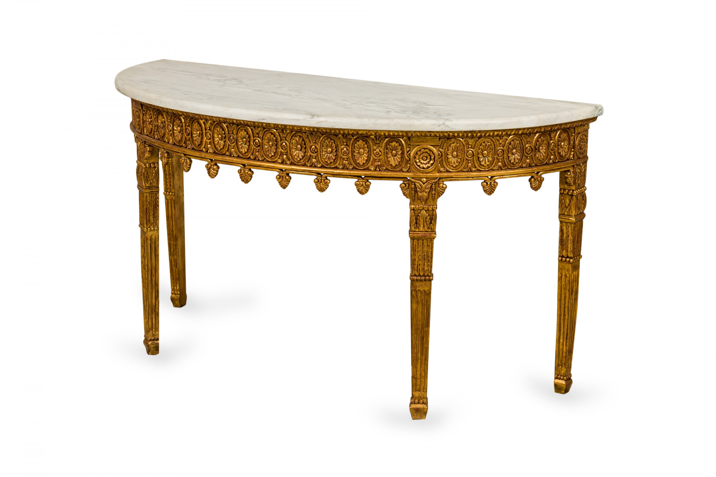 English adam gilt demilune console table