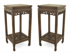 Pair chinese carved hardwood pedestals