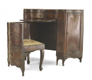 Italian venetian walnut serpentine desk