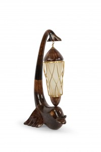 Italian mid century parchment dolphin table lamp